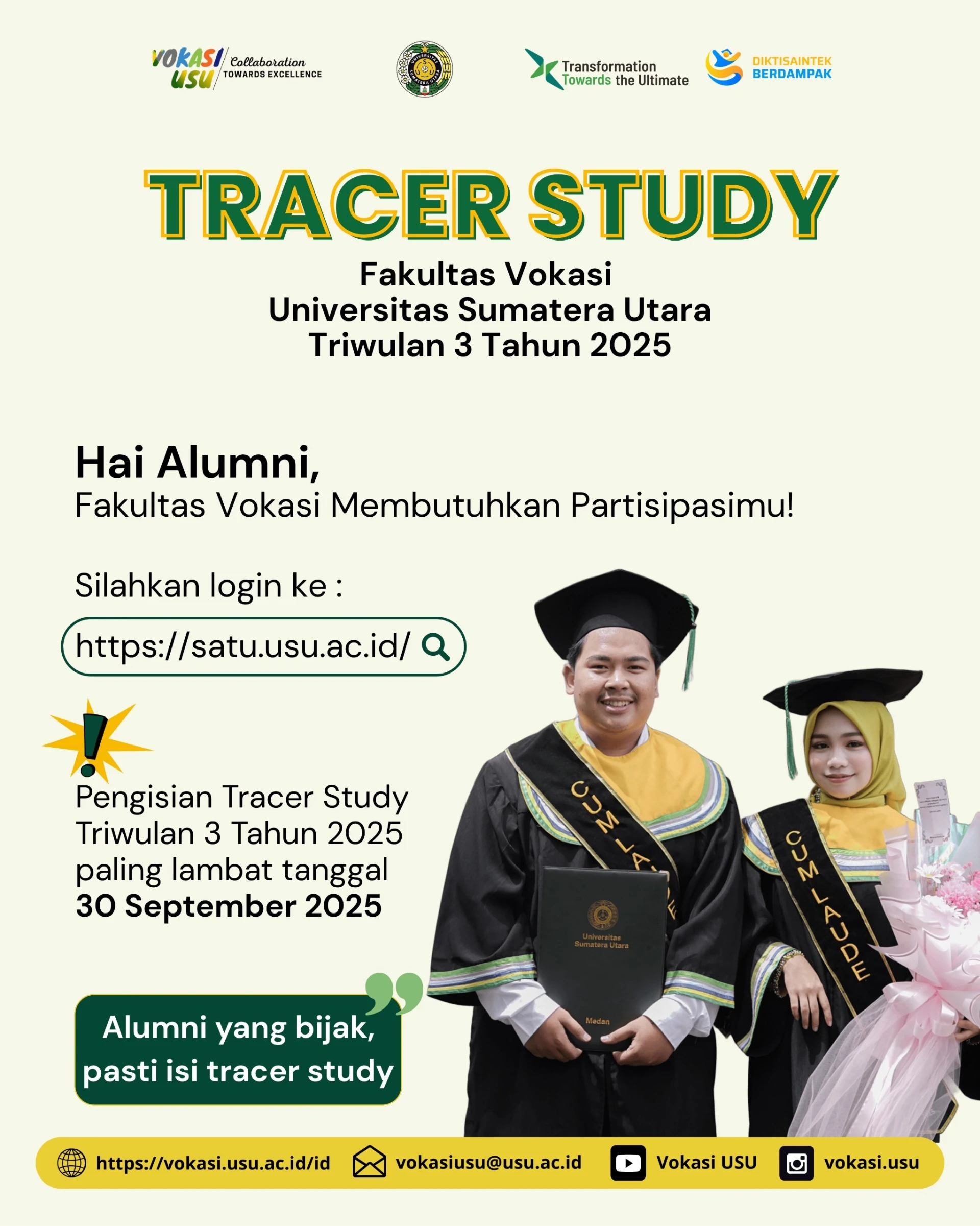 Tracer Study Submission for the Third Quarter 2025, Faculty of Vocational Education, Universitas Sumatera Utara